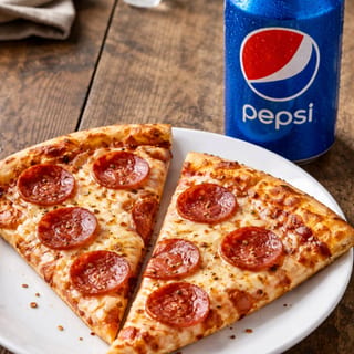 Two One Topping Pizza Slices & Soft Drink Lunch