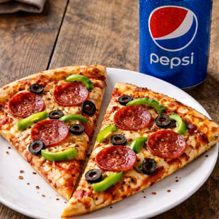 Two Pizza Slices with Three Toppings Each & Soft Drink Lunch