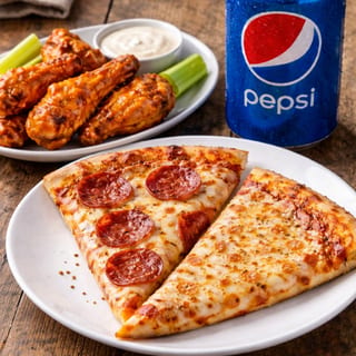 Cheese Pizza Slice, 6 Wings & Soft Drink Lunch