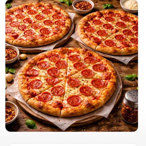 Three 16'' Pizza with One Topping.