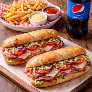 Any Two Subs, Fries & 2 Liter Soda