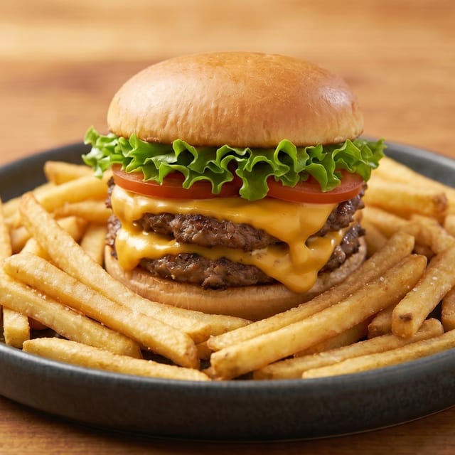 Kid's Cheeseburger, Fries & Soft Drink.