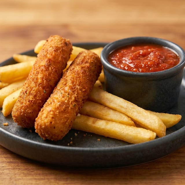 Kid's Two Pieces of Mozzarella Sticks, French Fries & Soft Drink.